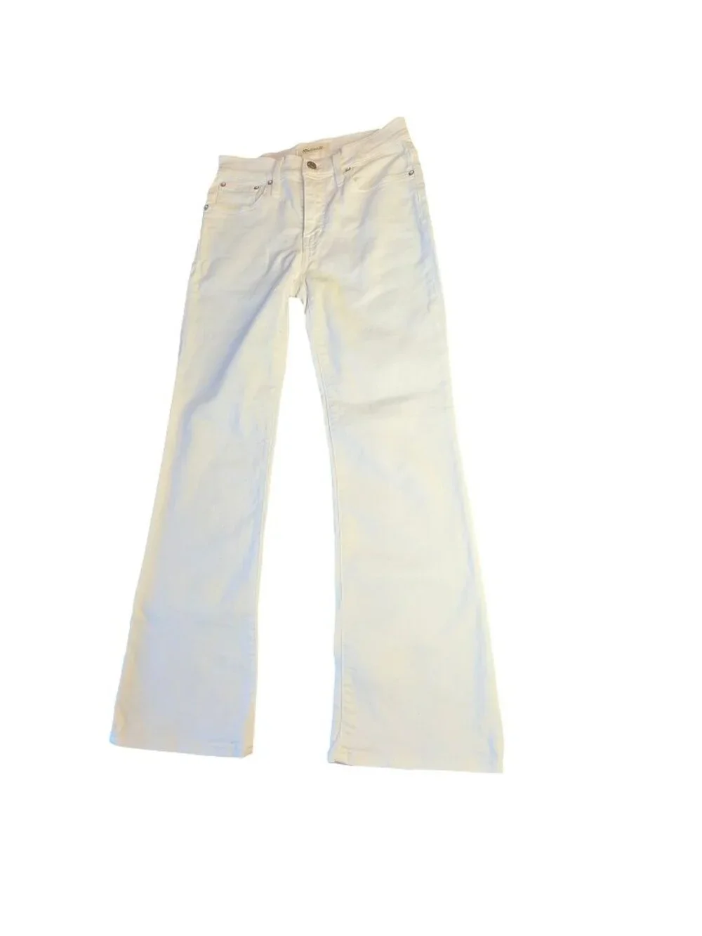 Madewell Kick Out Crop Jeans Pure White Mid Rise Cropped Flare Womens Sz 25